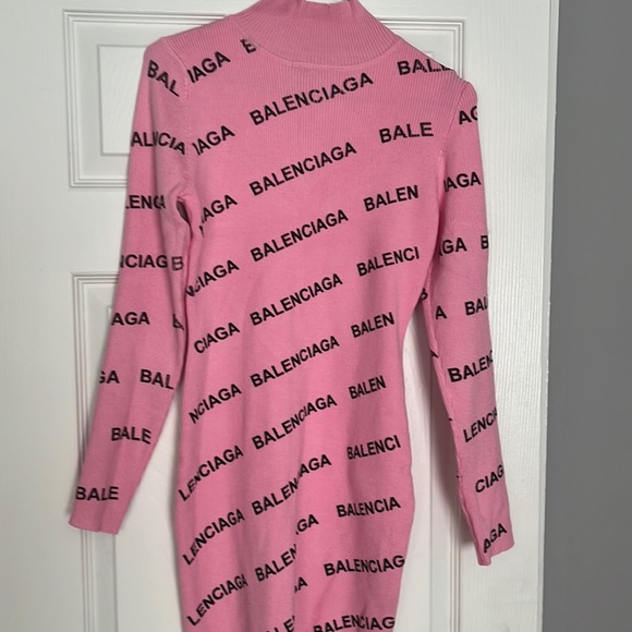 Balenciaga | Dresses | Pink And Black Balenciaga Sweater Dress Never Worn |  Poshmark